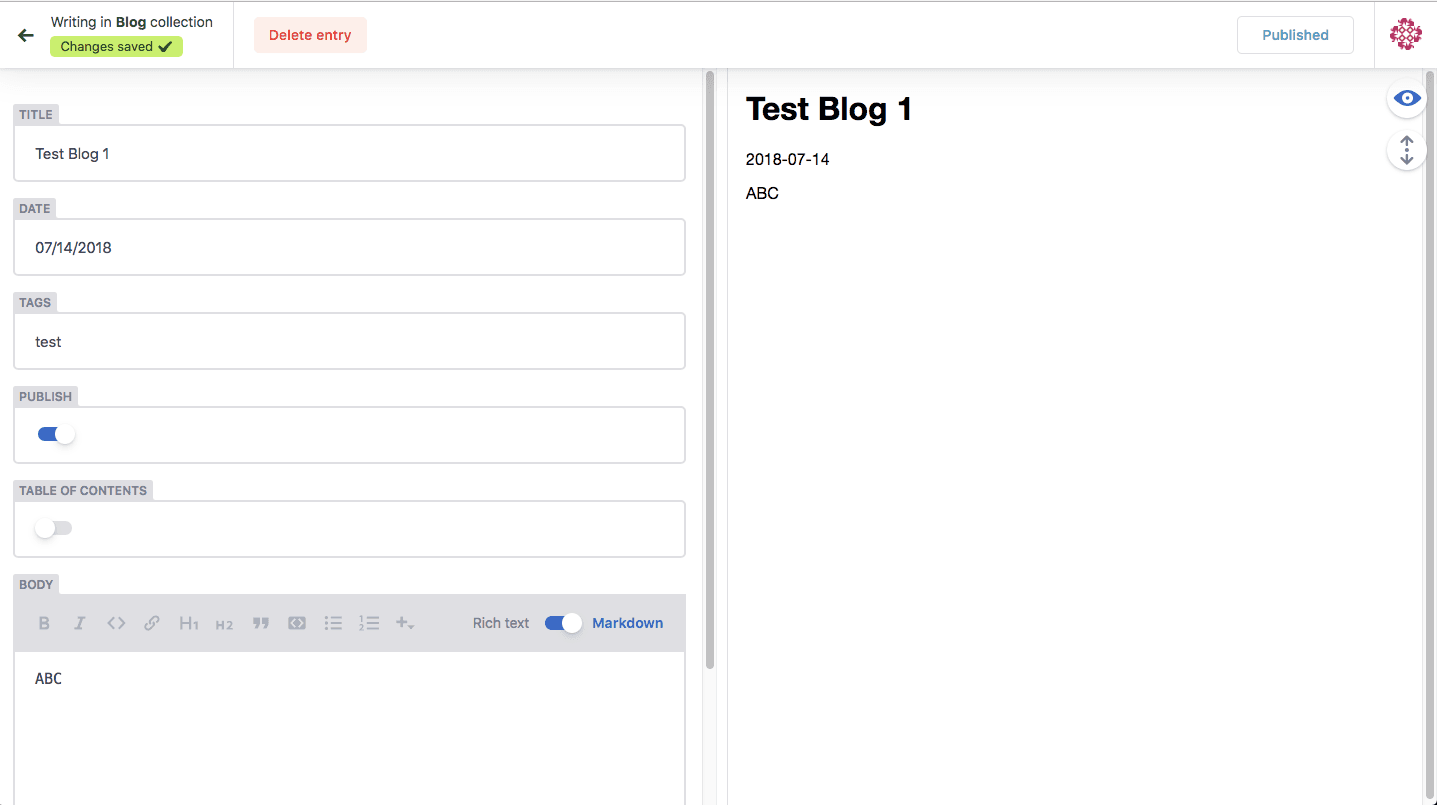 Netlify CMS Editor Example